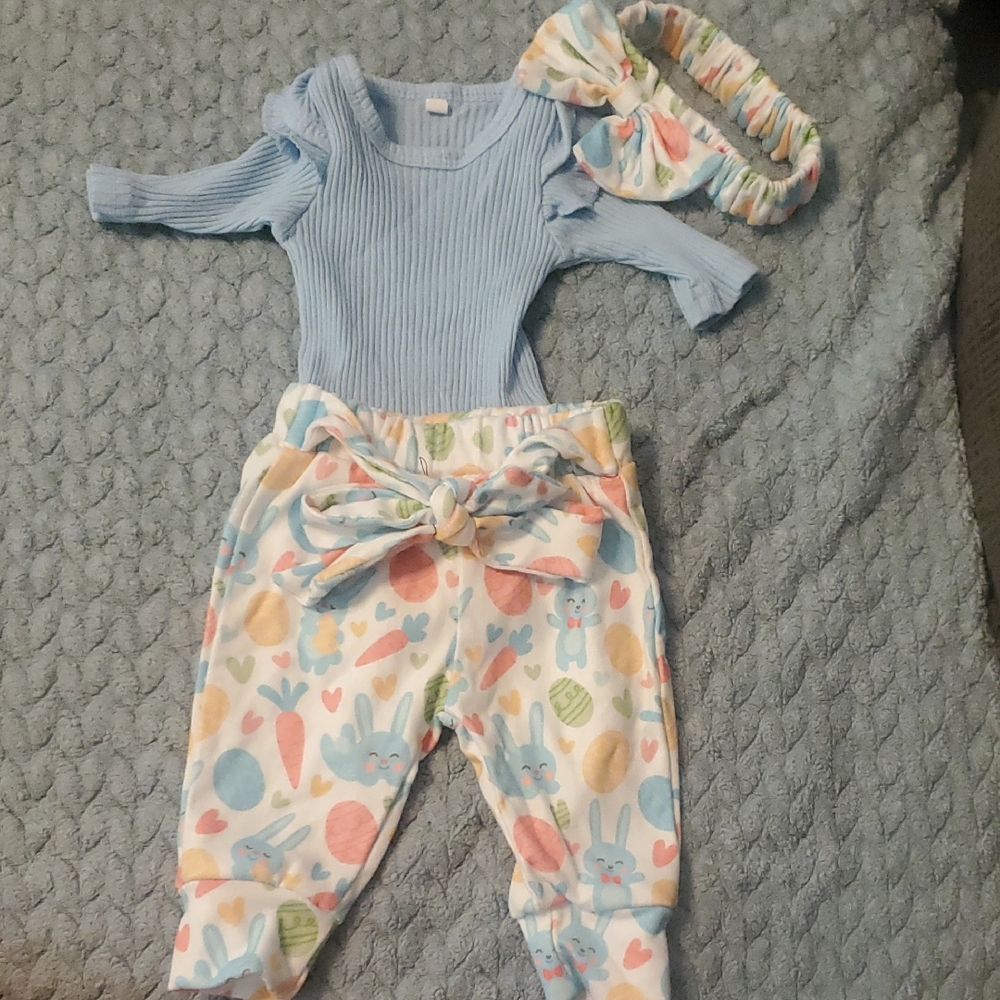 Adorable Blue and Pastel Bunny Outfit Set